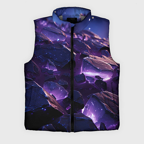 Мужской жилет Фиолетовые неоновые камни со светом / 3D-Светло-серый – фото 1