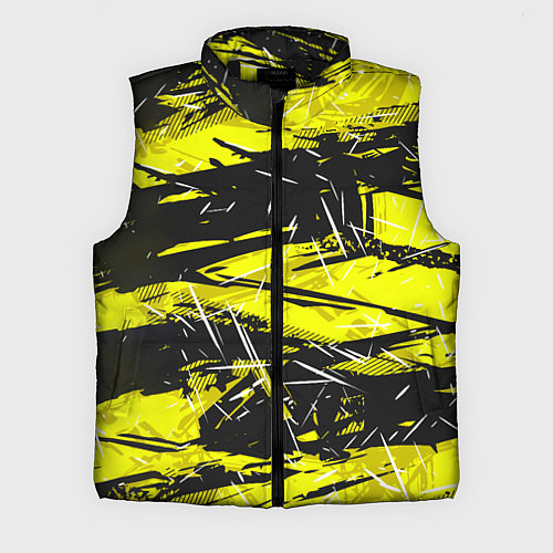 Мужской жилет Yellow geometry - спортивный узор / 3D-Черный – фото 1