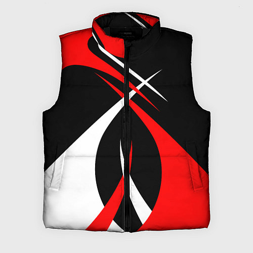 Мужской жилет Красные и белые линии / 3D-Черный – фото 1