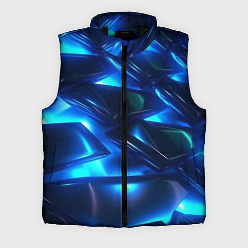 Мужской жилет Синие абстрактные неоновые плиты / 3D-Черный – фото 1