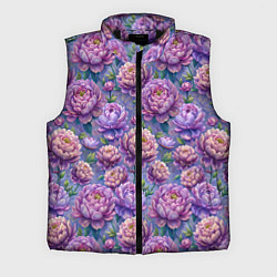 Мужской жилет Крупные пионы садовые дачные цветы паттерн, цвет: 3D-черный