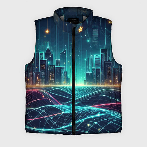 Мужской жилет Metropolis - vaporwave neon glow / 3D-Светло-серый – фото 1