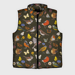 Мужской жилет Птицы и бабочки с цветами паттерн