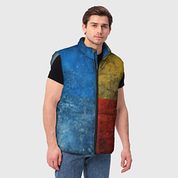 Мужской жилет Синий жёлтый красный в крапинку, цвет: 3D-светло-серый — фото 2