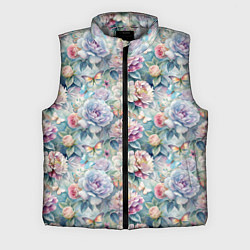 Мужской жилет Цветы и бабочки летний паттерн