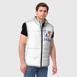 Мужской жилет Милый кот сонный зевает, цвет: 3D-черный — фото 2