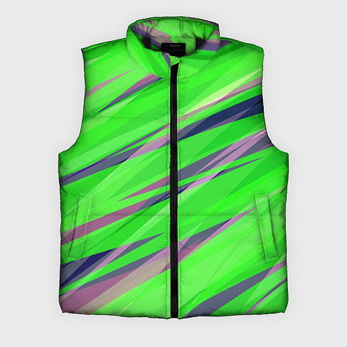 Мужской жилет Зелёный и фиолетовый абстрактные полосы / 3D-Черный – фото 1