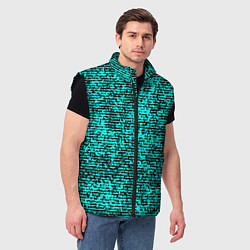 Мужской жилет Ярко-голубой в чёрную текстурированную полоску, цвет: 3D-черный — фото 2