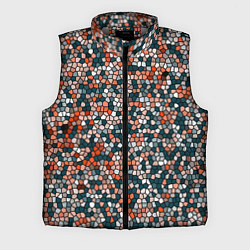Мужской жилет Красно-бирюзовый паттерн мелкая мозаика, цвет: 3D-светло-серый