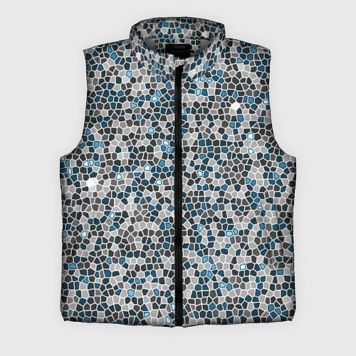 Мужской жилет Паттерн мозаика серый с голубым / 3D-Светло-серый – фото 1