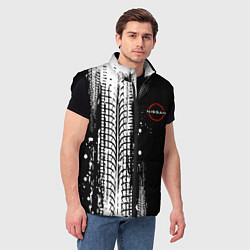 Мужской жилет Ниссан - следы от шин, цвет: 3D-черный — фото 2