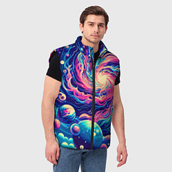 Мужской жилет Разноцветный бескрайний космос - нейросеть, цвет: 3D-черный — фото 2