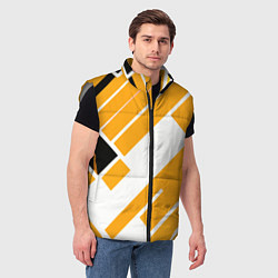 Мужской жилет Жёлтые широкие линии на белом фоне, цвет: 3D-светло-серый — фото 2