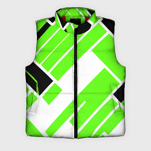 Мужской жилет Зелёные широкие линии на белом фоне / 3D-Красный – фото 1