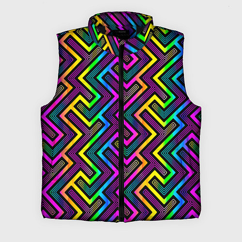 Мужской жилет Радужный неоновый лабиринт узор / 3D-Черный – фото 1