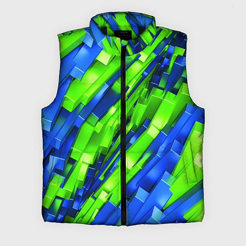 Мужской жилет Сине-зеленые наклонные блоки / 3D-Черный – фото 1