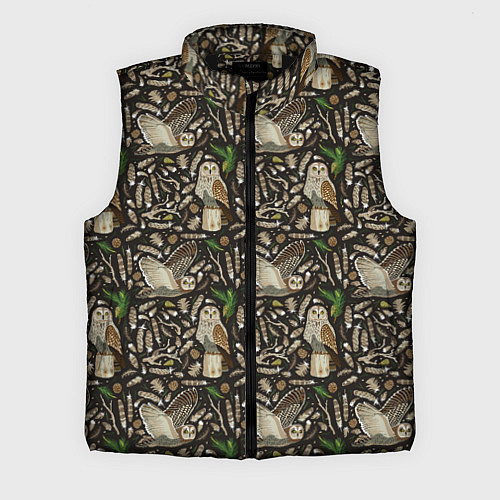 Мужской жилет Совы в сосновом лесу / 3D-Черный – фото 1