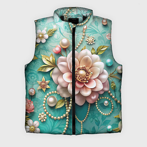 Мужской жилет Объемные цветы и жемчуг / 3D-Черный – фото 1