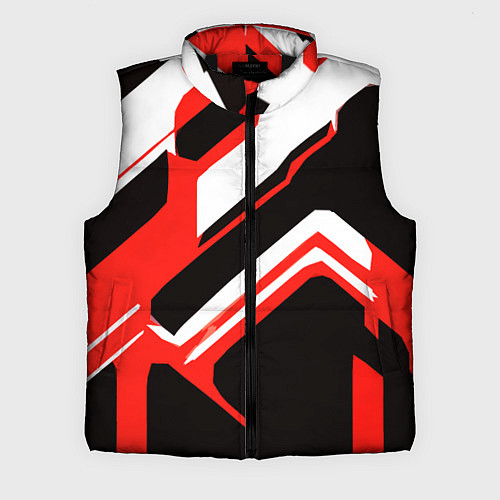 Мужской жилет Бело-красные линии на чёрном фоне / 3D-Черный – фото 1