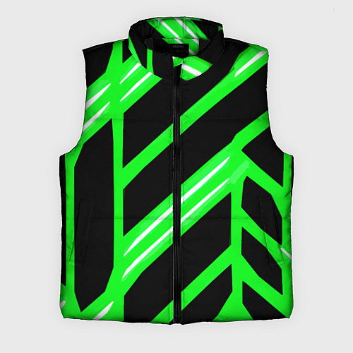 Мужской жилет Чёрно-белые полосы на зелёном фоне / 3D-Черный – фото 1