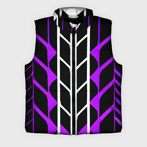 Мужской жилет Бело-фиолетовые линии на чёрном фоне / 3D-Черный – фото 1