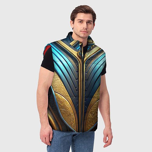 Мужской жилет Объемная футуристичная объемная текстура из кожи / 3D-Красный – фото 3