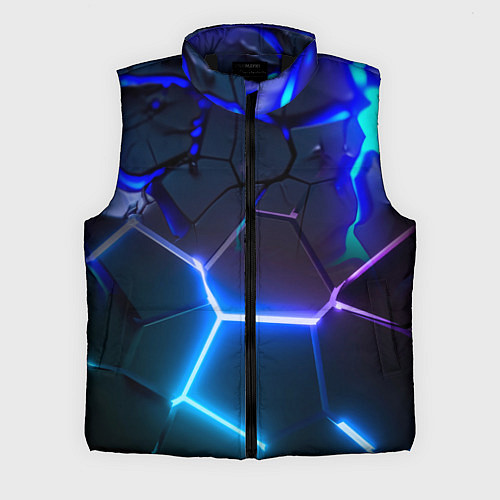 Мужской жилет Микс из разломленных плит и неоновое свечения / 3D-Черный – фото 1