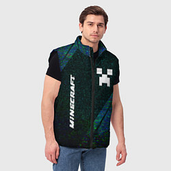 Мужской жилет Minecraft glitch blue, цвет: 3D-черный — фото 2