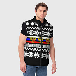 Мужской жилет Rusiia winter pattern, цвет: 3D-черный — фото 2