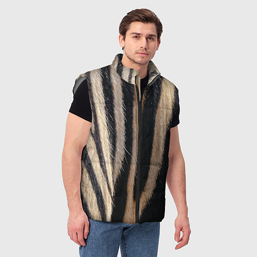Мужской жилет Мех зебры / 3D-Светло-серый – фото 3