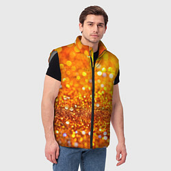 Мужской жилет Оранжевые и желтые блестяшки боке, цвет: 3D-светло-серый — фото 2
