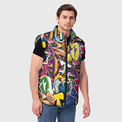 Мужской жилет Буква т в граффити, цвет: 3D-светло-серый — фото 2