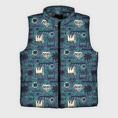 Мужской жилет Граффити корона с бриллиантами / 3D-Светло-серый – фото 1