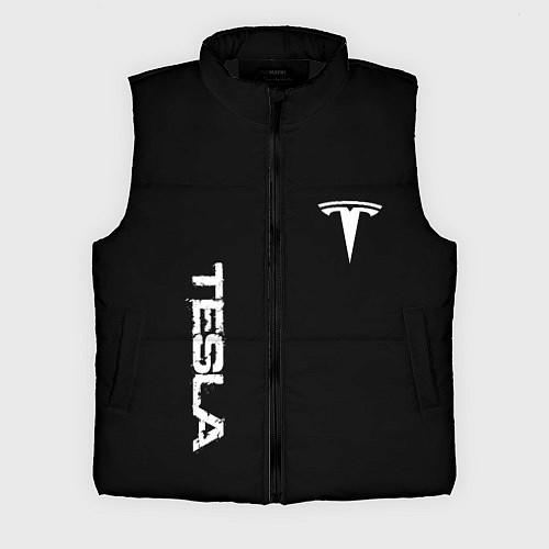 Мужской жилет Tesla logo white / 3D-Черный – фото 1