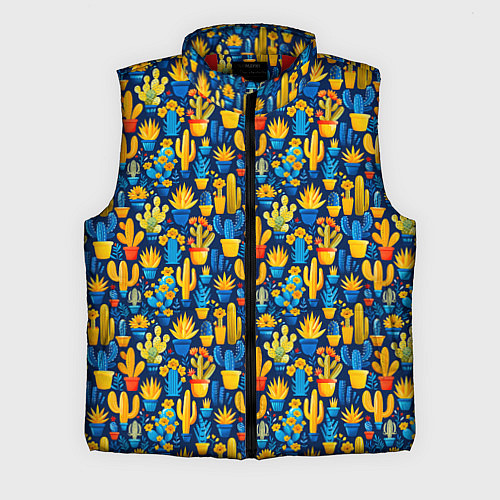 Мужской жилет Кактусы разноцветный мексиканский яркий узор / 3D-Красный – фото 1