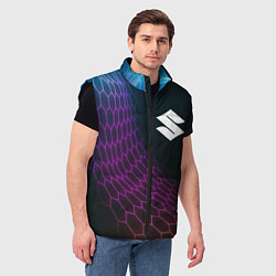 Мужской жилет Suzuki neon hexagon, цвет: 3D-черный — фото 2