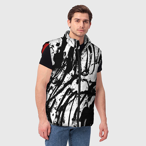 Мужской жилет Чёрно-белая абстракция: нейросеть / 3D-Красный – фото 3