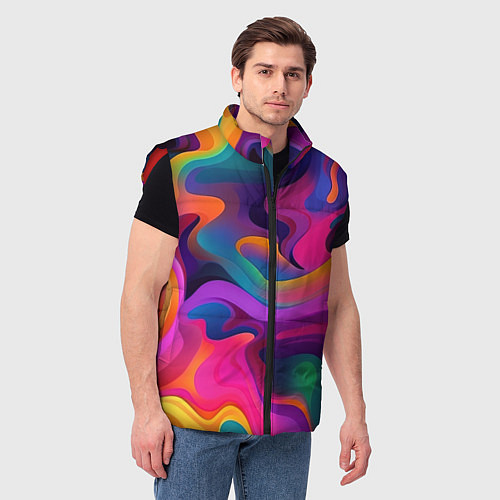 Мужской жилет Неоновые формы / 3D-Красный – фото 3