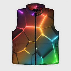 Мужской жилет Радужные неоновые плиты в разломе