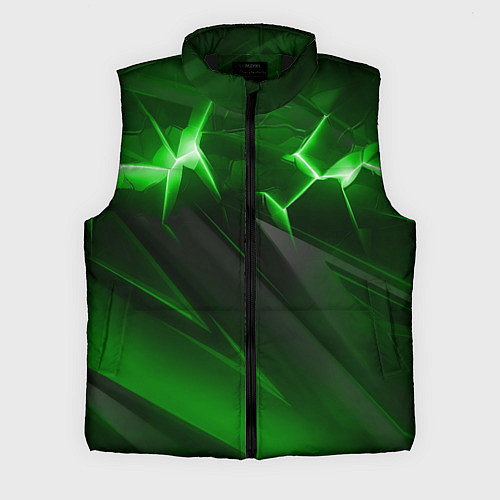Мужской жилет Яркая зеленая объемная абстракция / 3D-Черный – фото 1