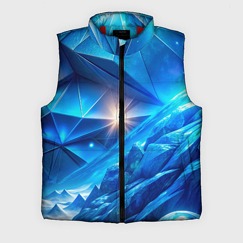 Мужской жилет Синяя объемная абстракция со вспышкой / 3D-Красный – фото 1