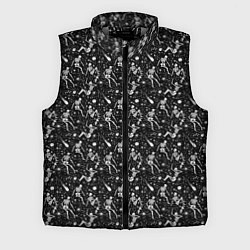 Мужской жилет Скетч с изображением скелетов на черном фоне, цвет: 3D-светло-серый
