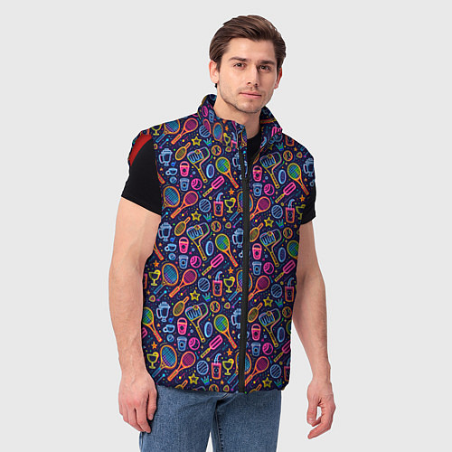 Мужской жилет Яркий неоновый принт спортивный / 3D-Красный – фото 3