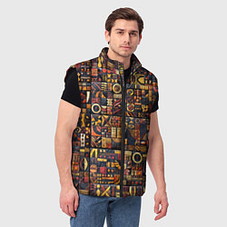 Мужской жилет Африканский орнамент резьба по дереву, цвет: 3D-черный — фото 2