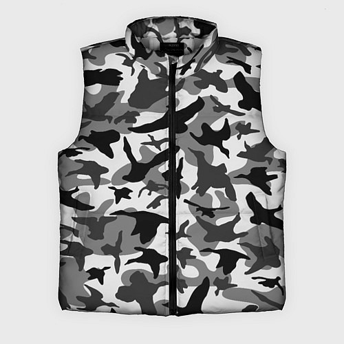 Мужской жилет Камуфляж птицы чёрный / 3D-Светло-серый – фото 1