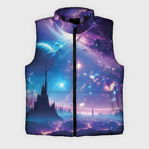 Мужской жилет Звездный город в космосе / 3D-Черный – фото 1