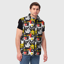 Мужской жилет Прикольные коты, цвет: 3D-черный — фото 2