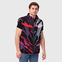 Мужской жилет Хаотичная чёрно-красная абстракция, цвет: 3D-светло-серый — фото 2