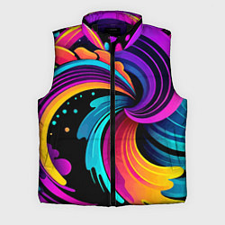 Мужской жилет Яркая красочная абстракция - нейроарт, цвет: 3D-черный