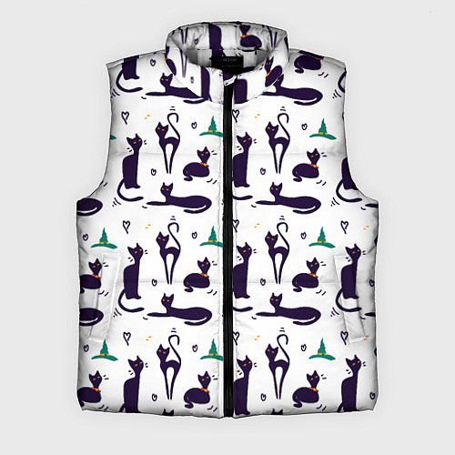 Мужской жилет Узор из черных магических кошек / 3D-Светло-серый – фото 1